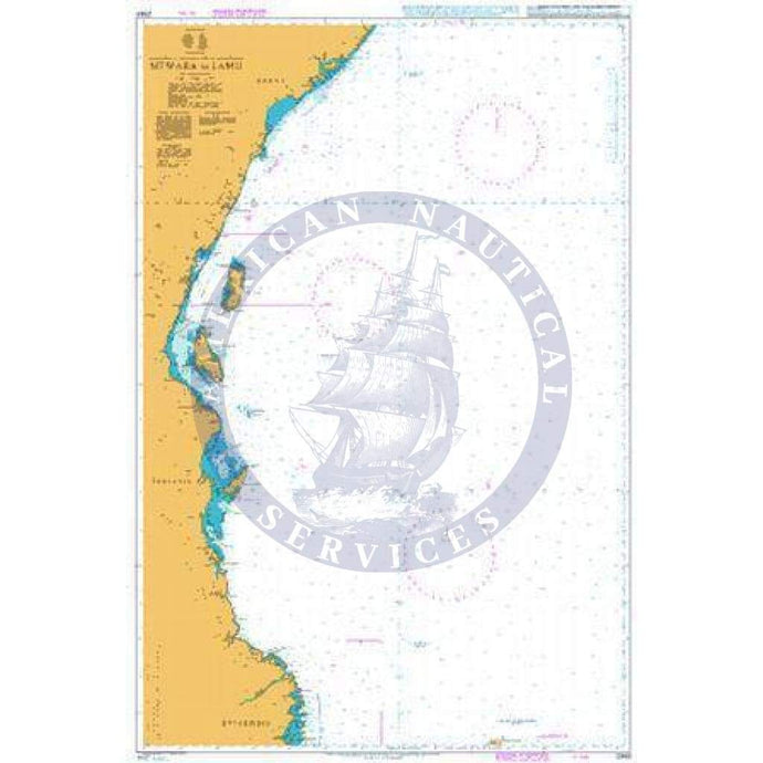 British Admiralty Nautical Chart 2949: Mozambique, Tanzania, Kenya and Somalia, Mtwara to Lamu