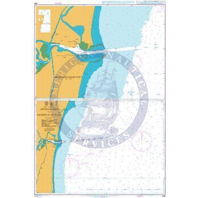 British Admiralty Nautical Chart 569: India - East Coast, Approaches to Krishnapatnam