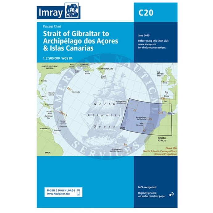 Imray Chart C20: Strait of Gibraltar to Arquipelago dos Açores and Islas Canaries