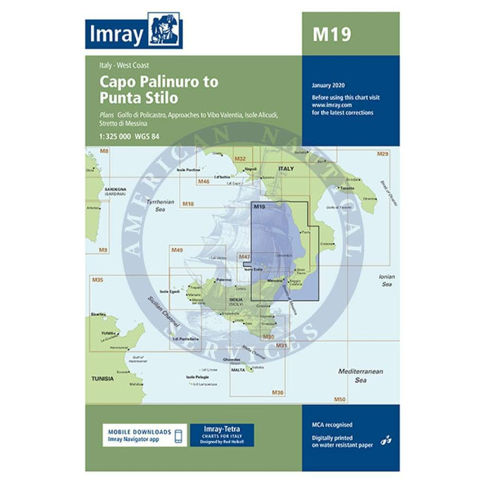 Imray Chart M19: Capo Palinuro to Punta Stilo