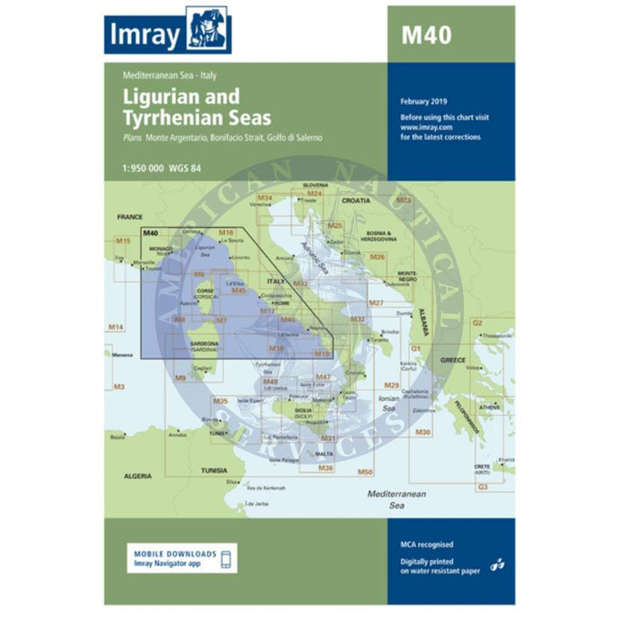 Imray Chart M40: Ligurian and Tyrrhenian Seas