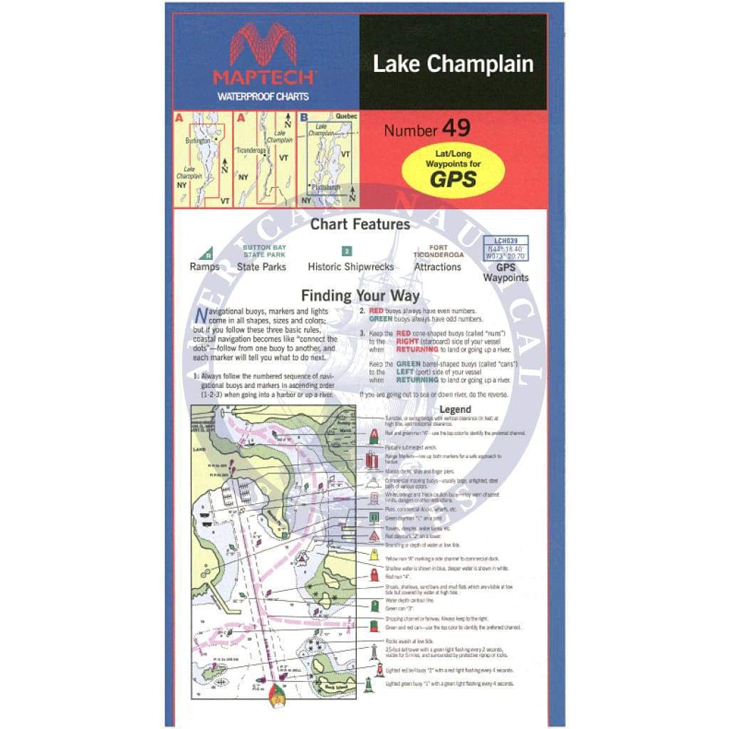 Lake Champlain Waterproof Chart, 3rd Edition