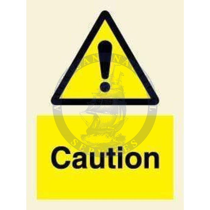Marine Hazard Sign: Caution + Symbol