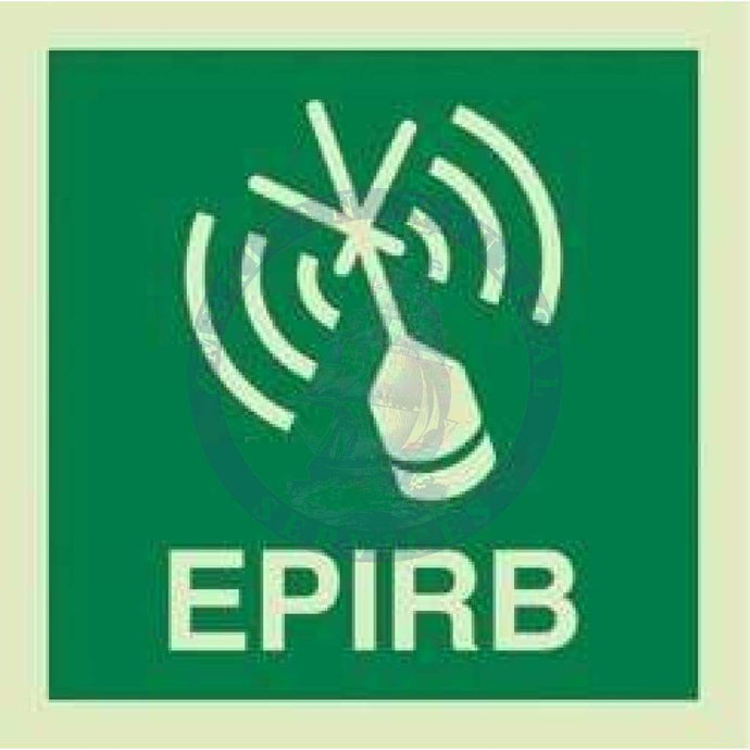 Marine Safety Sign, IMO Life Saving App. Symbol: EPIRB - With Text (2019)