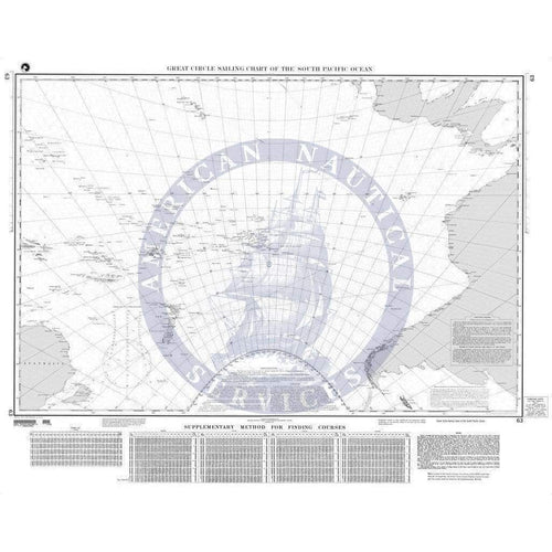 NGA Chart 63: Great Circle Sailing Chart of the South Pacific Ocean ...