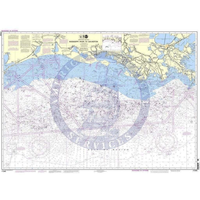 NOAA Nautical Chart 11340: Mississippi River to Galveston