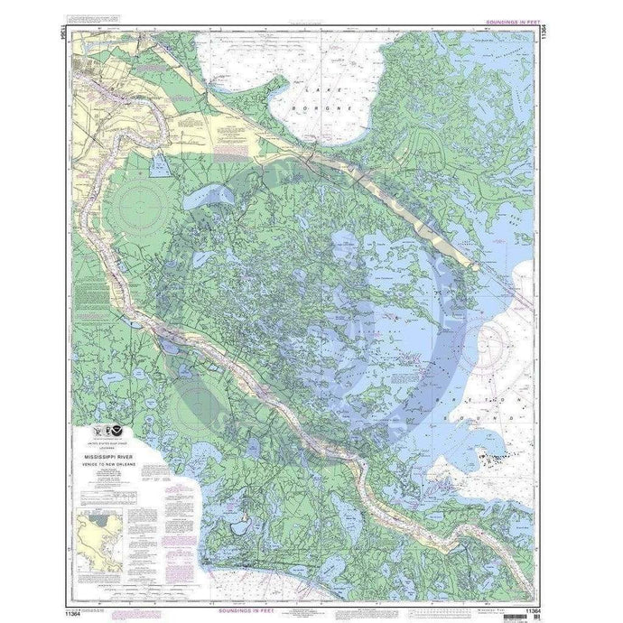 NOAA Nautical Chart 11364: Mississippi River-Venice to New Orleans