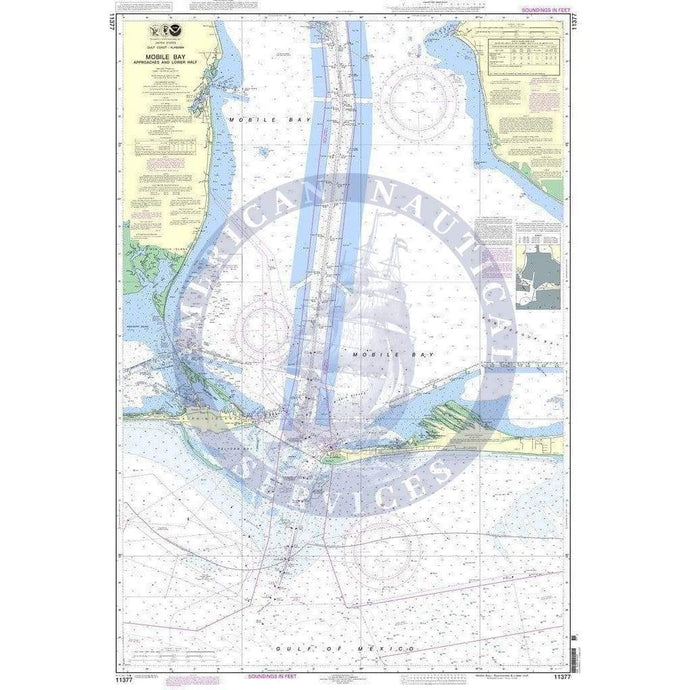 NOAA Nautical Chart 11377: Mobile Bay Approaches and Lower Half