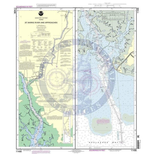 NOAA Nautical Chart 11406 St.Marks River and approaches Amnautical