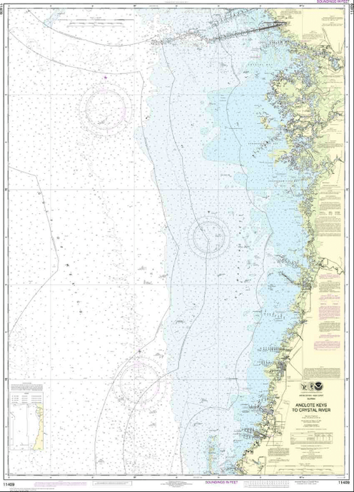 NOAA Nautical Chart 11409: Anclote Keys to Crystal River
