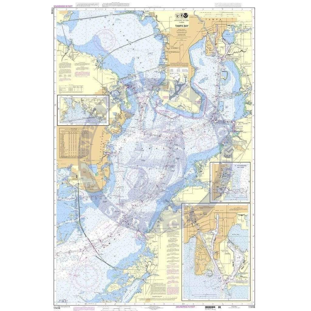 NOAA Nautical Chart 11416 Tampa Bay;Safety Harbor;St. Petersburg;Tamp