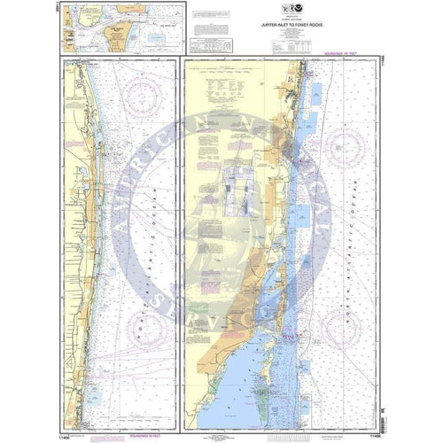 NOAA Nautical Chart 11466 Jupiter Inlet to Fowey Rocks;Lake Worth