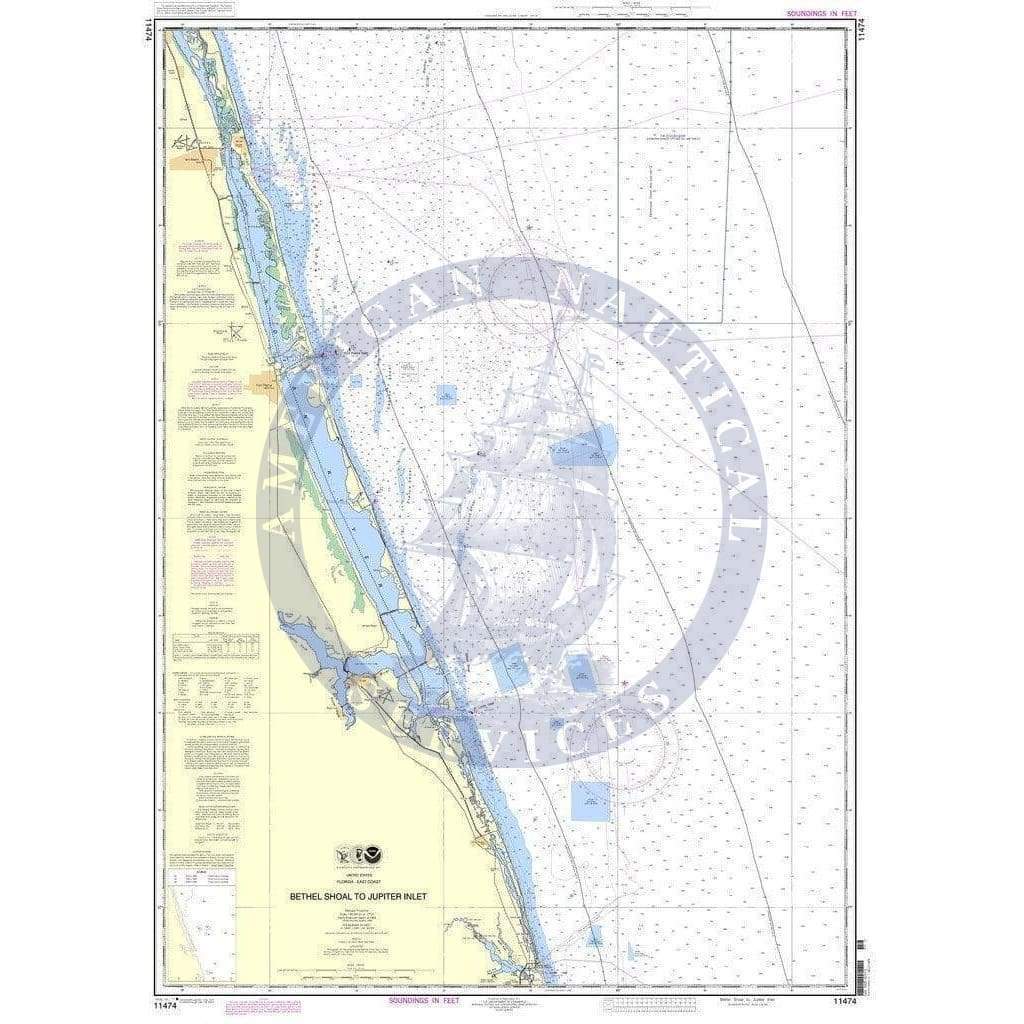 NOAA Nautical Chart 11474 Bethel Shoal to Jupiter Inlet Amnautical