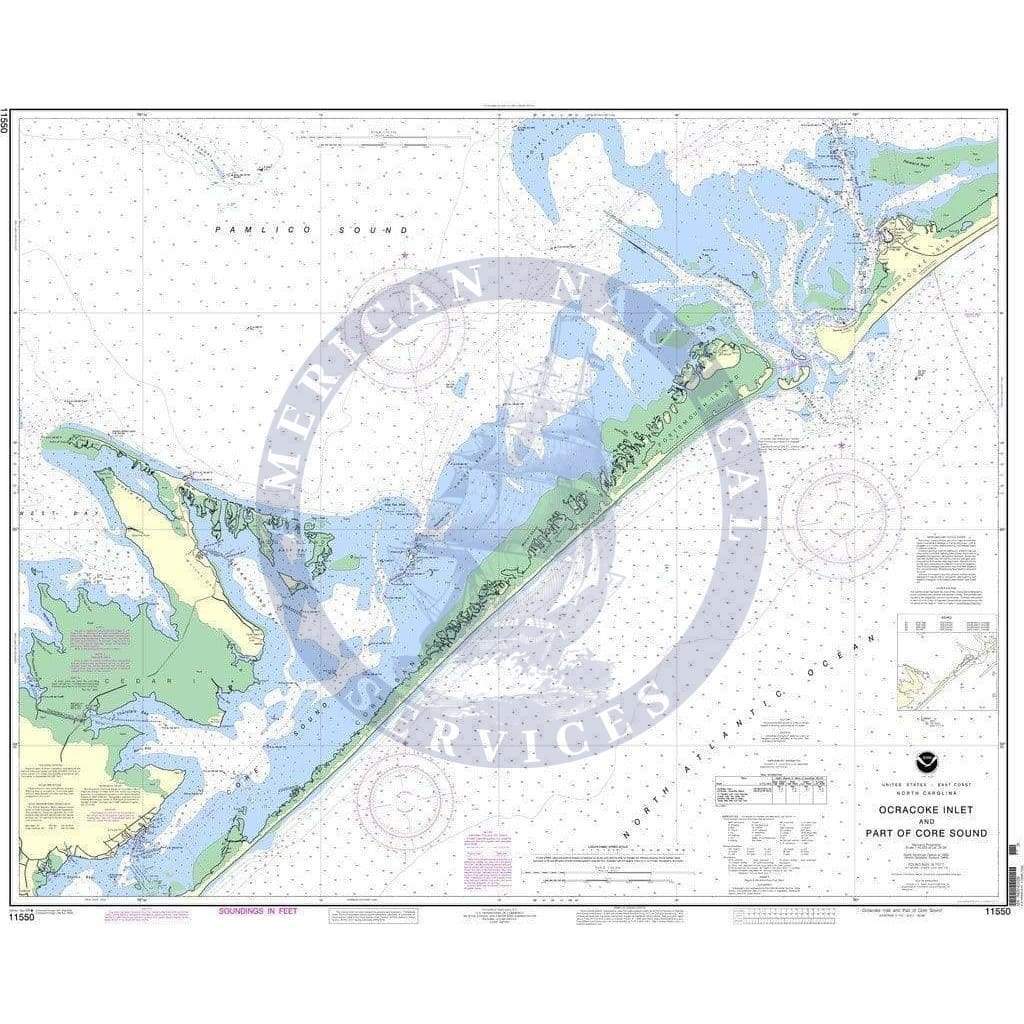 NOAA Nautical Chart 11550 Ocracoke lnlet and Part of Core Sound