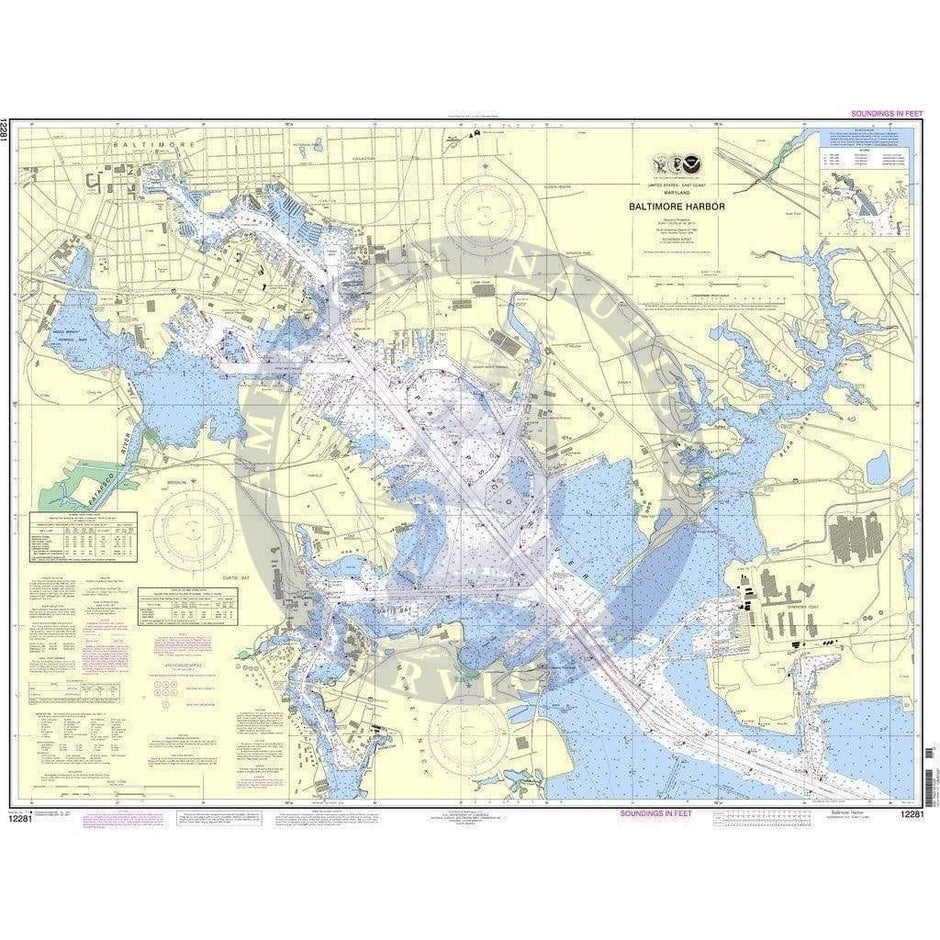 NOAA Nautical Chart 12281 Baltimore Harbor Amnautical