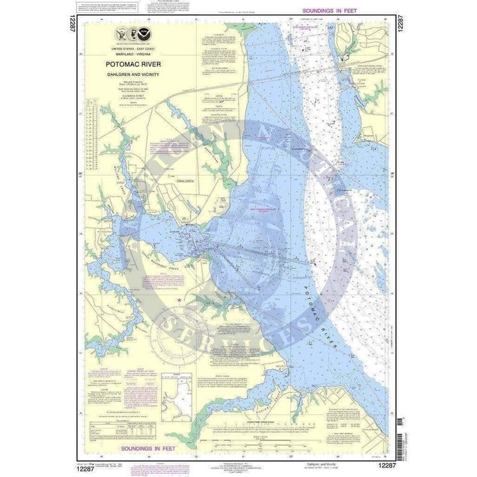 NOAA Nautical Chart 12287: Potomac River Dahlgren and Vicinity