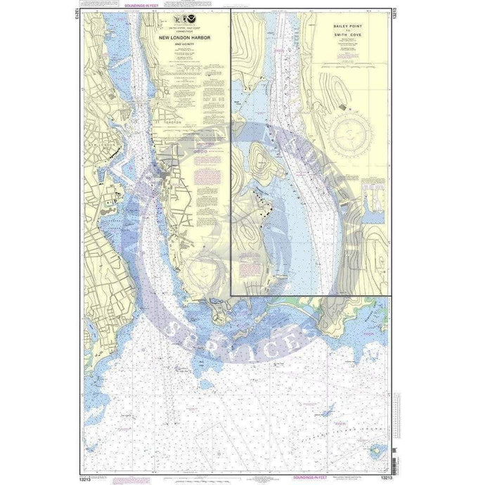 NOAA Nautical Chart 13213: New London Harbor and vicinity;Bailey Point to Smith Cove