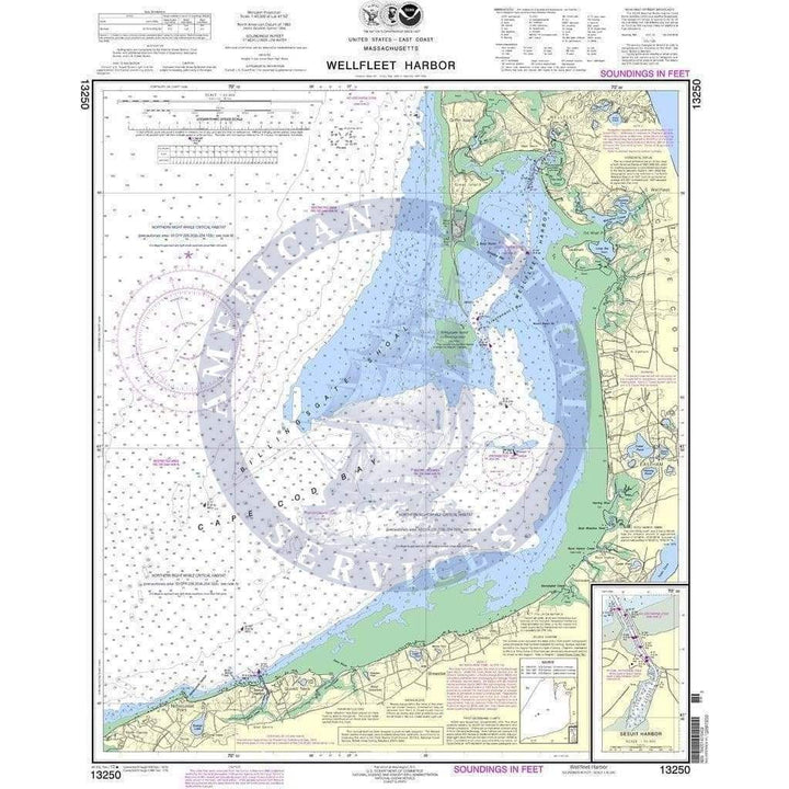 NOAA Nautical Chart 13250 Wellfleet Harbor; Sesuit Harbor