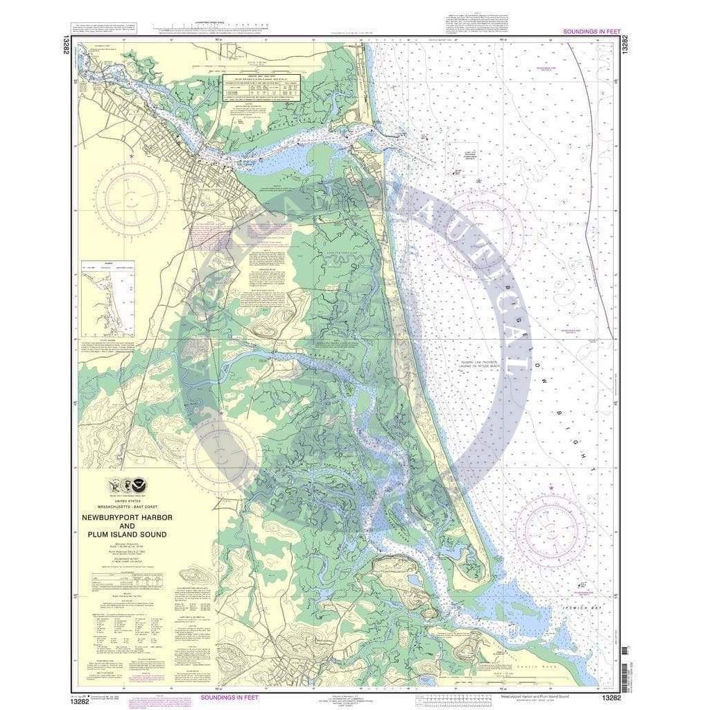 NOAA Nautical Chart 13282 Newburyport Harbor and Plum Island Sound