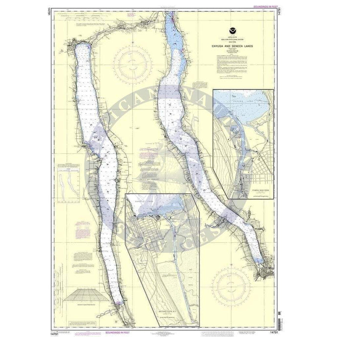 NOAA Nautical Chart 14791: Cayuga and Seneca Lakes;Watkins Glen;Ithaca