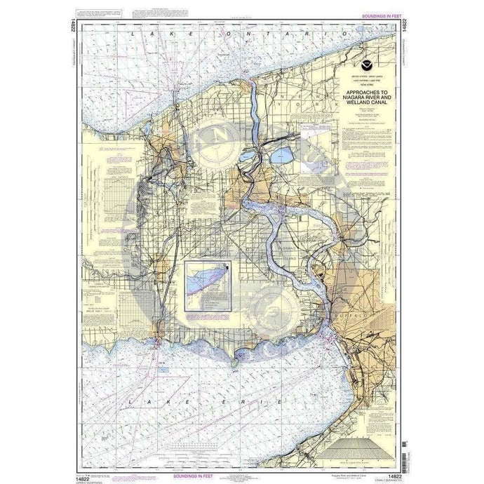NOAA Nautical Chart 14822: Approaches to Nigara River and Welland Canal