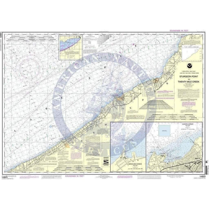 NOAA Nautical Chart 14823: Sturgeon Point to Twentymile Creek;Dunkirk Harbor;Barcelona Harbor
