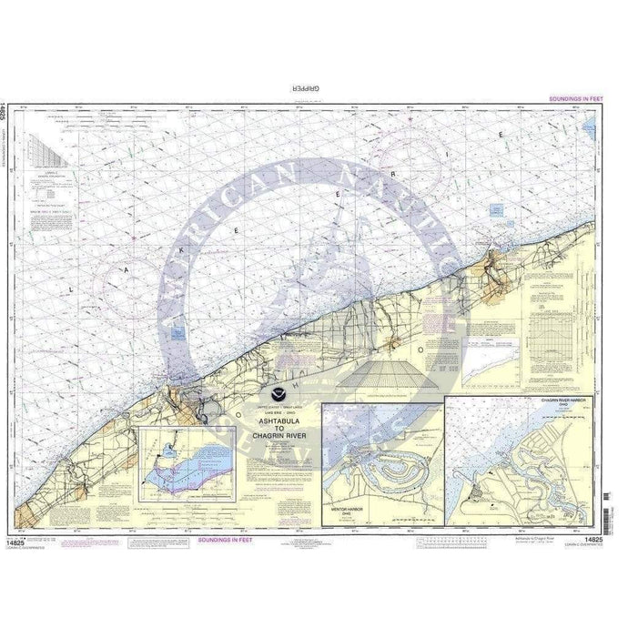 NOAA Nautical Chart 14825: Ashtabula to Chagrin River;Mentor Harbor;Chagrin River