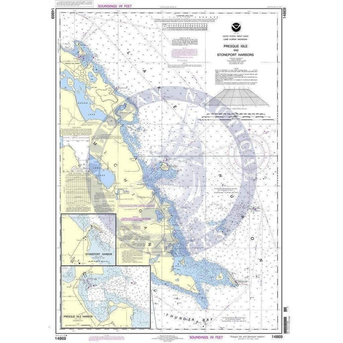 NOAA Nautical Chart 14869: Thunder Bay Island to Presque Isle;Stoneport Harbor;Resque Isle Harbor