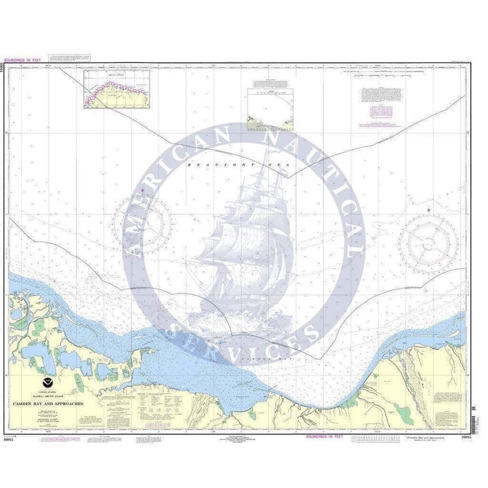 National Oceanic and Atmospheric Administration Chart Paper NOAA Nautical Chart 16044: Camden Bay and Approaches