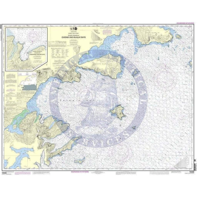 NOAA Nautical Chart 16566: Chignik and Kujulik Bays, Alaska Pen.;Anchorage and Mud Bays, Chignik Bay