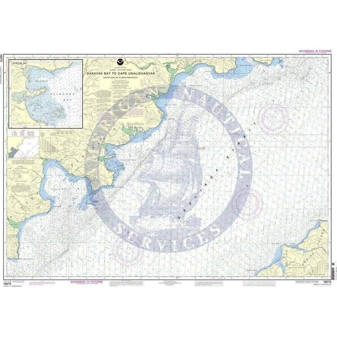 NOAA Nautical Chart 16575: Dakavak Bay to Cape Unalishagvak;Alinchak Bay