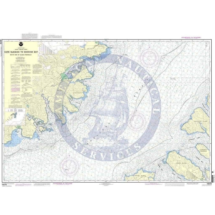 NOAA Nautical Chart 16576: Shelikof Strait-Cape Nukshak to Dakavak Bay