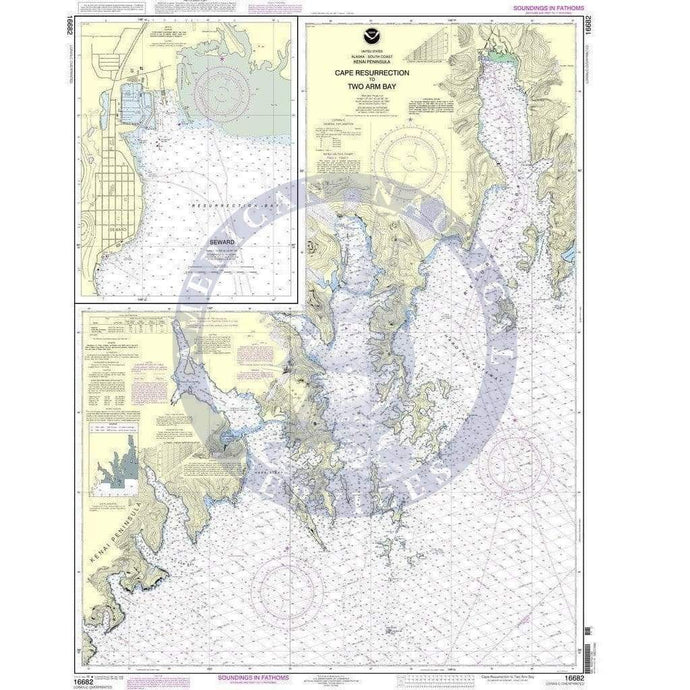 NOAA Nautical Chart 16682: Cape Resurrection to Two Arm Bay;Seaward