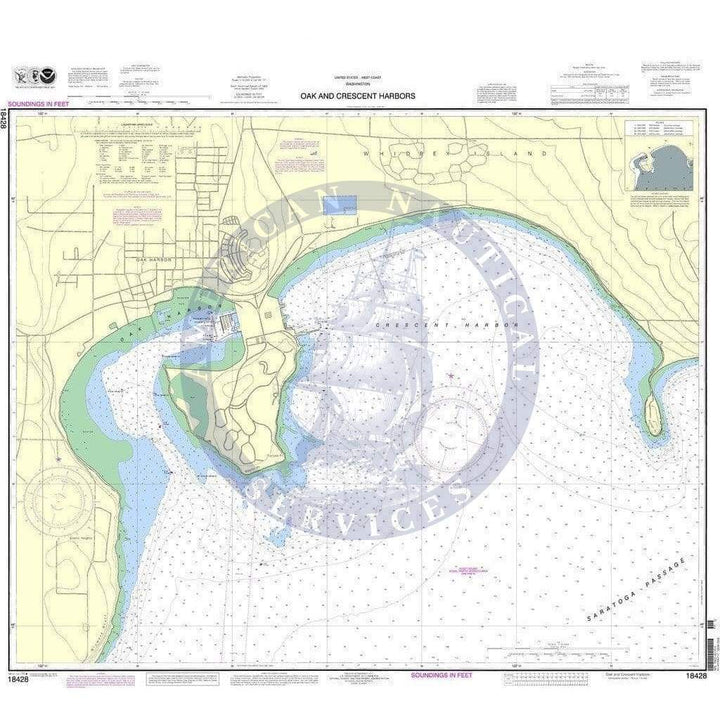 NOAA Nautical Chart 18428 Oak and Crescent Harbors