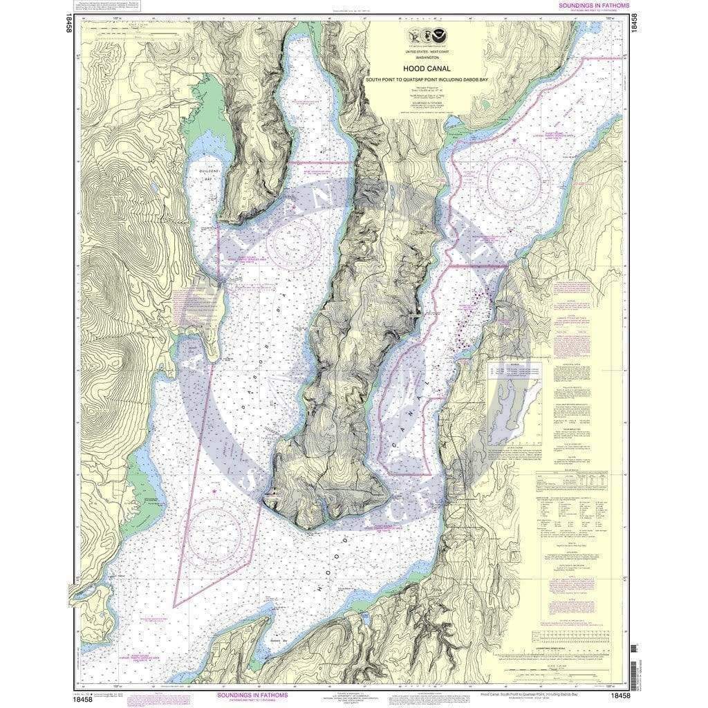 NOAA Nautical Chart 18458 Hood CanalSouth Point to Quatsap Point inc