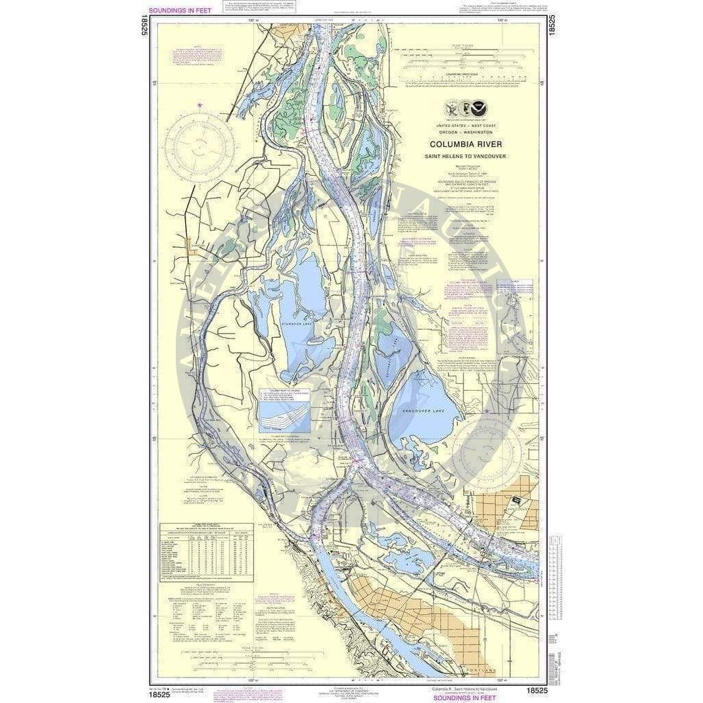 Columbia River Nautical Charts Noaa Nautical Chart 18525: Columbia River Saint Helens To Vancouver