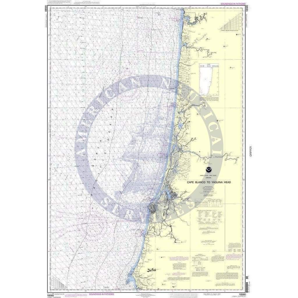 NOAA Nautical Chart 18580 Cape Blanco to Yaquina Head Amnautical