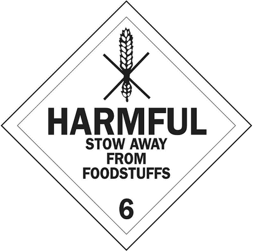 Placard Class 6: Harmful Stow Away from Foodstuffs, Domestic Standard ...