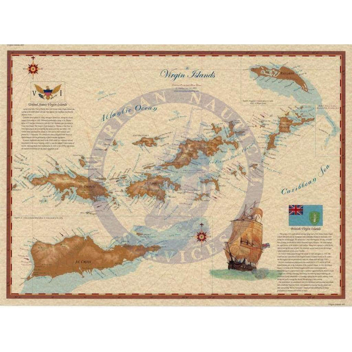 Virgin Islands Map (Decorative Map 18" x 24")