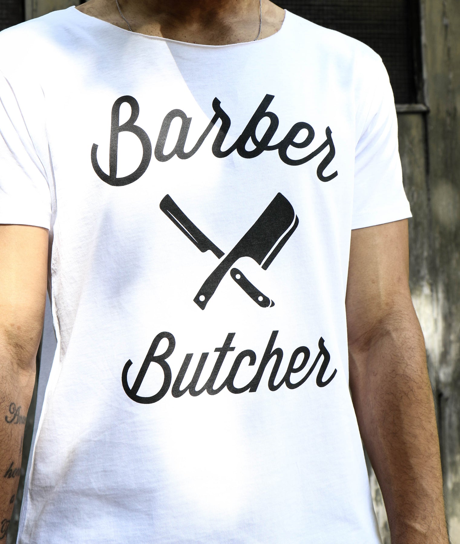 Black Barber & Butcher Blades Cut Neck T-Shirt | Distorted People –  Distorted People USA