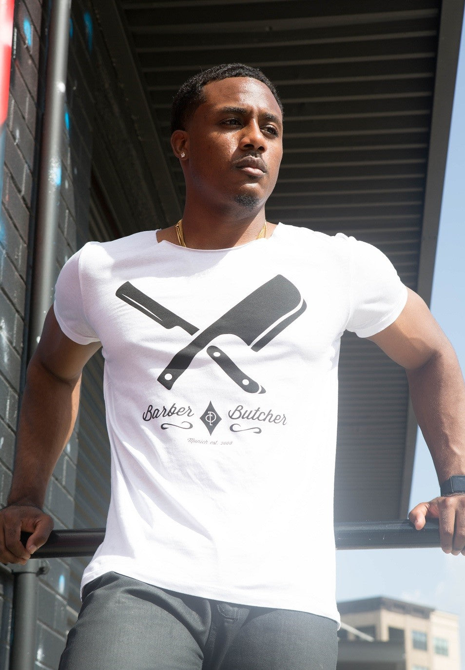 Black Barber & Butcher Blades Cut Neck T-Shirt | Distorted People –  Distorted People USA