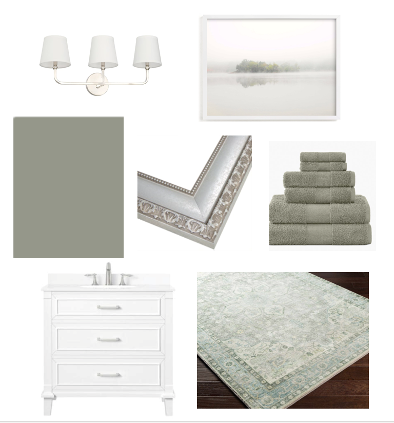 Sherwin William’s Evergreen Fog Interior Design Color Board