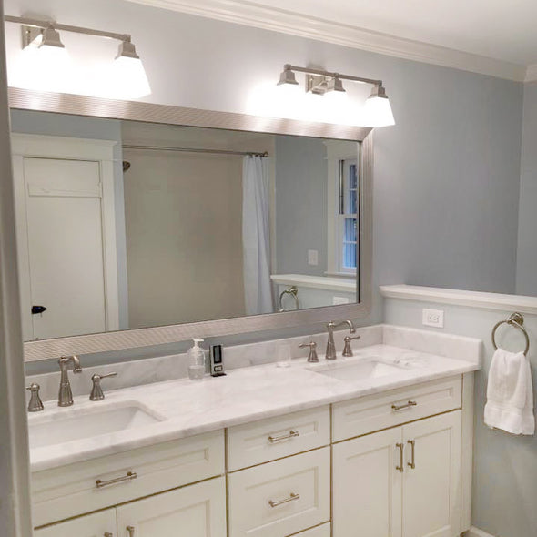 Gray Mirror Frames | Silver Bathroom Mirror Framing – MirrorMate