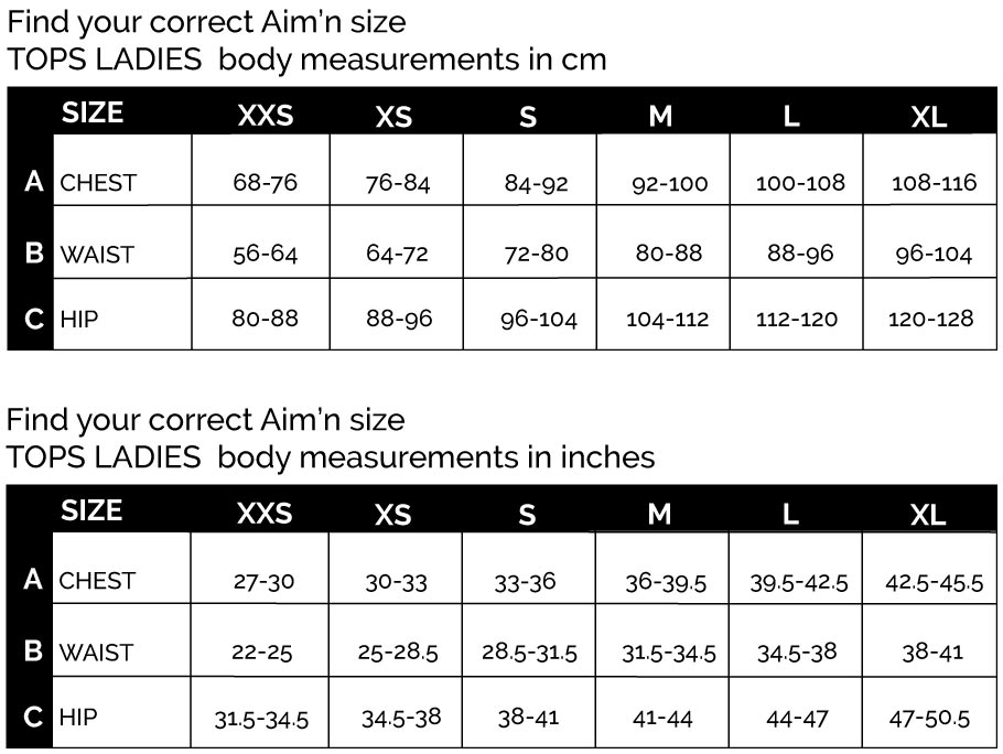 Size guide – AIM'N