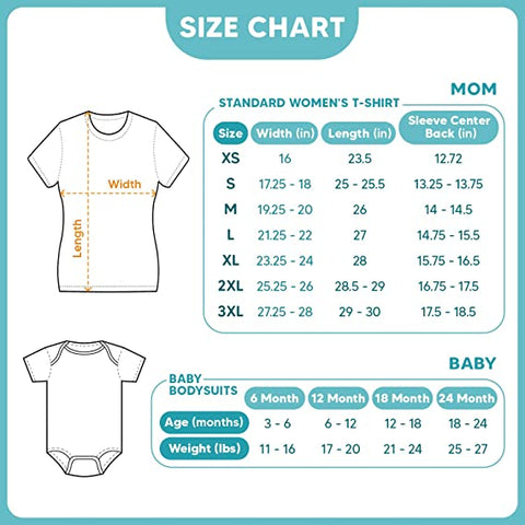 Mom And Baby Onesie Matching Outfit Size Chart