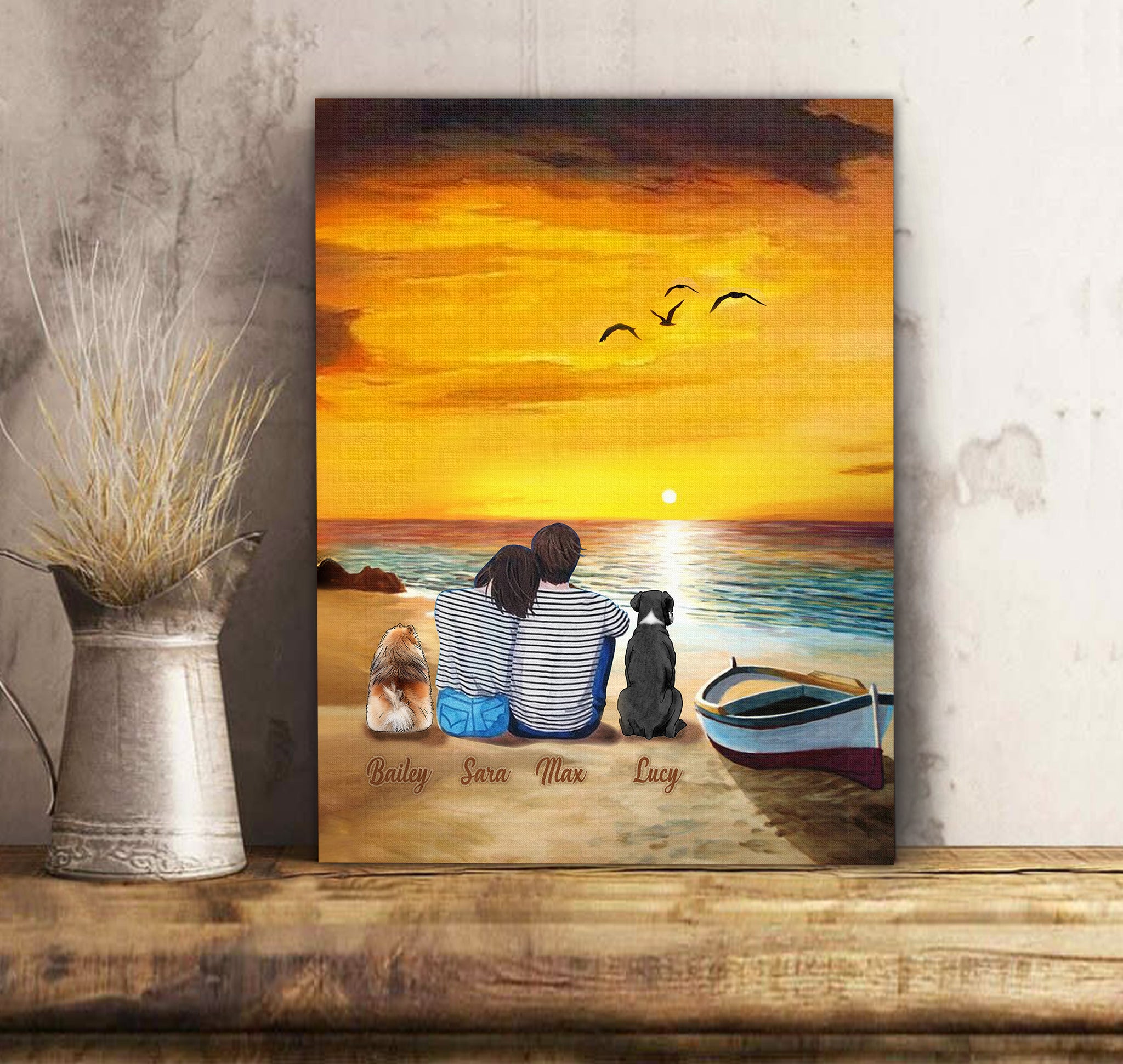 personalized dog and owner canvas