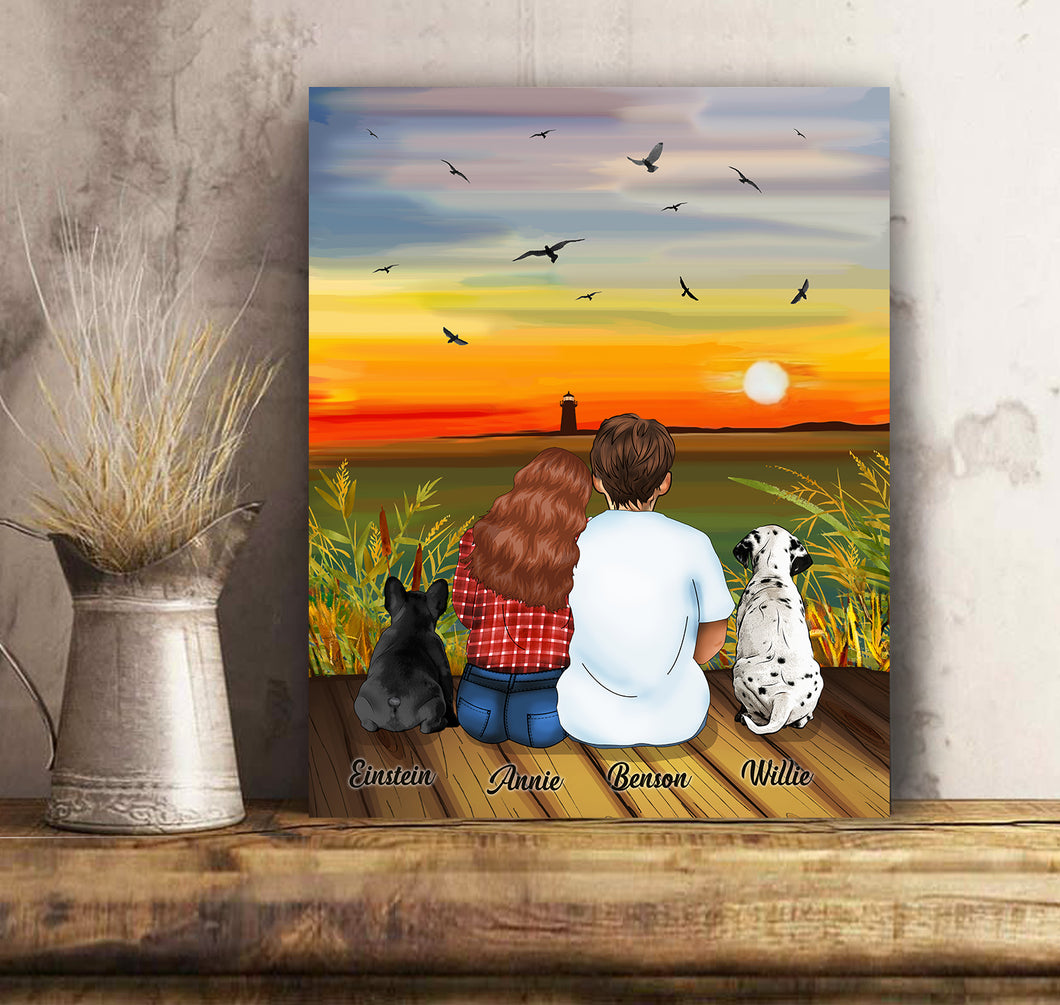 personalized dog and owner canvas