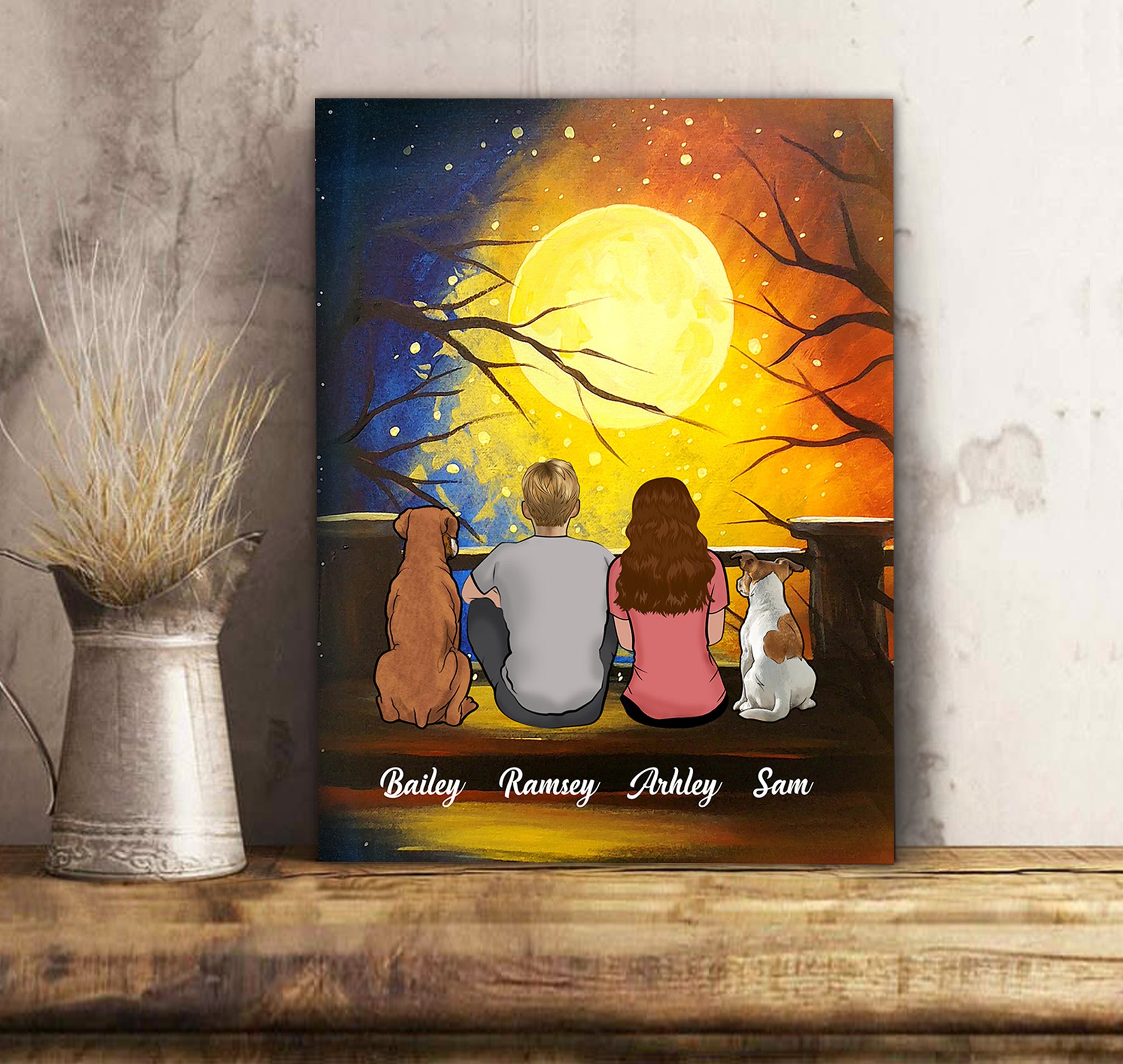 personalized dog and owner canvas