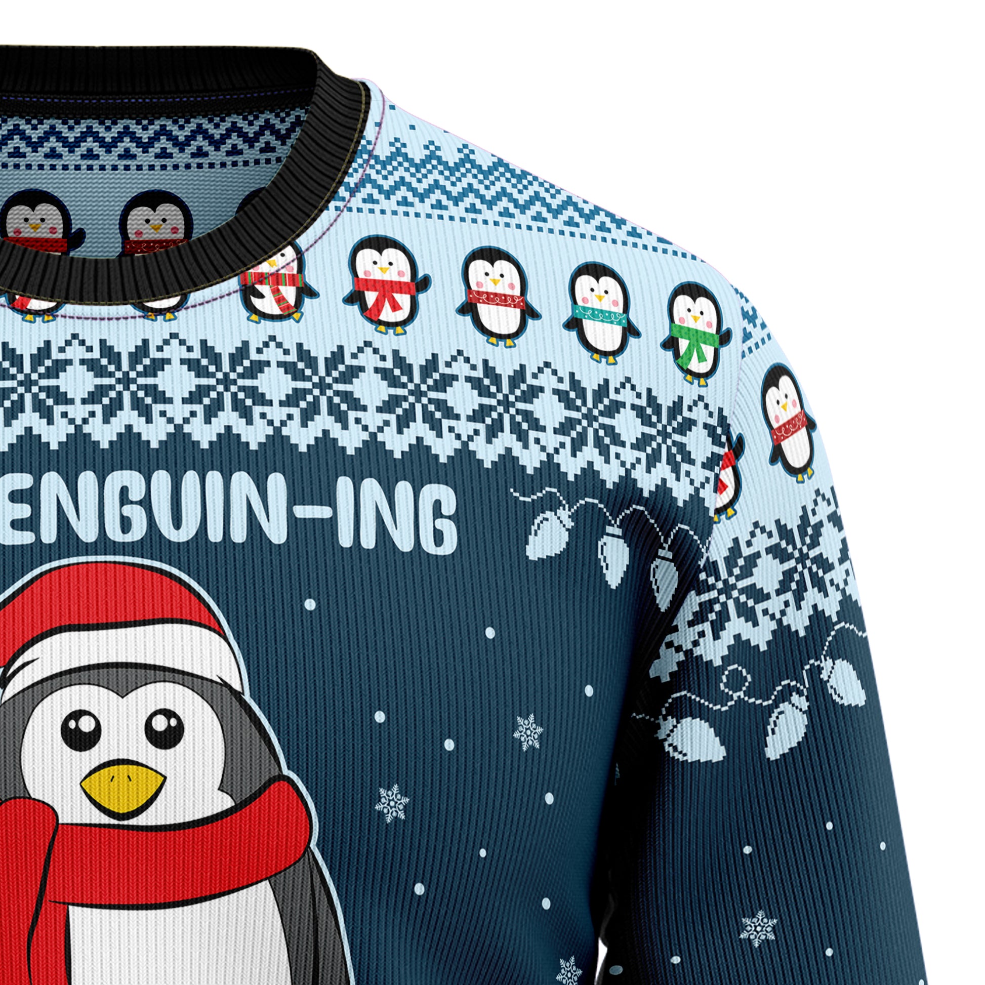 penguins in christmas sweaters