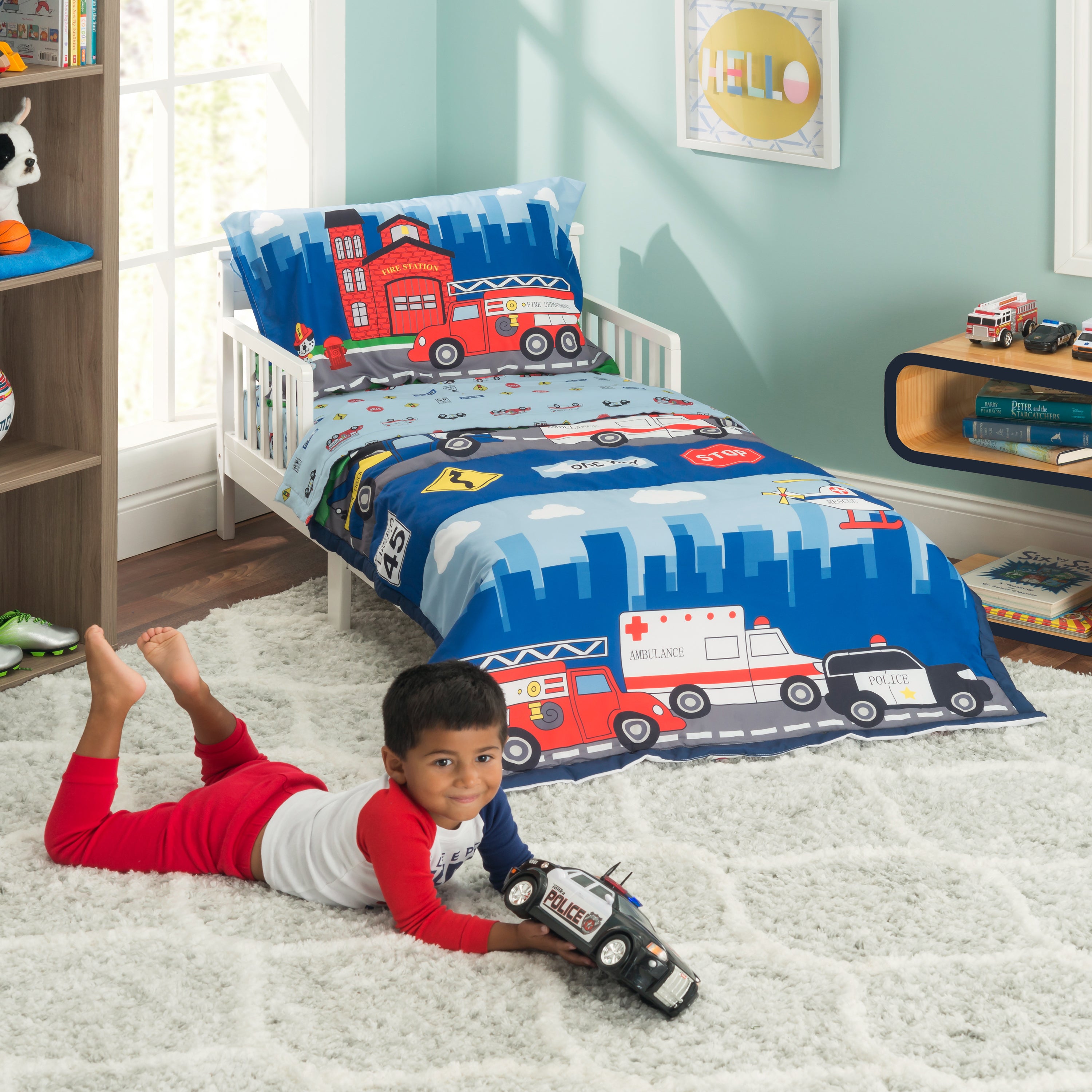 Fire and Police Rescue 4-Piece Toddler Bedding Set – Everyday Kids